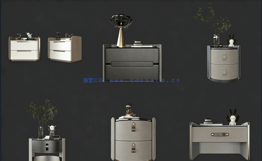 3D单体床头柜模型vol01-现代简约风（35套）(图3)