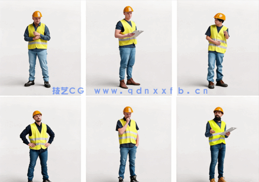 3D模型-工地建筑工人工装安全帽3D模型(图2)