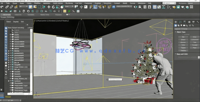 3dsMax创建赛博朋克圣诞老人室内主题设计视频教程(图2)