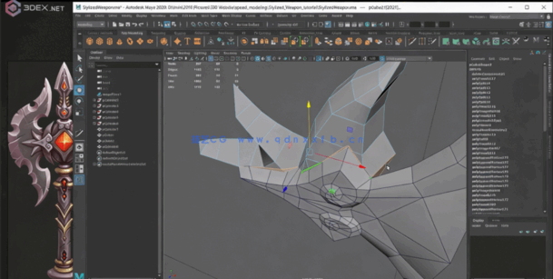 Maya与Zbursh游戏武器斧头完整制作流程视频教程(图5)