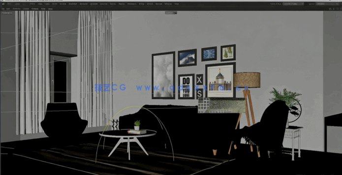 C4D与Vray5逼真3D客厅完整制作视频教程(图5)