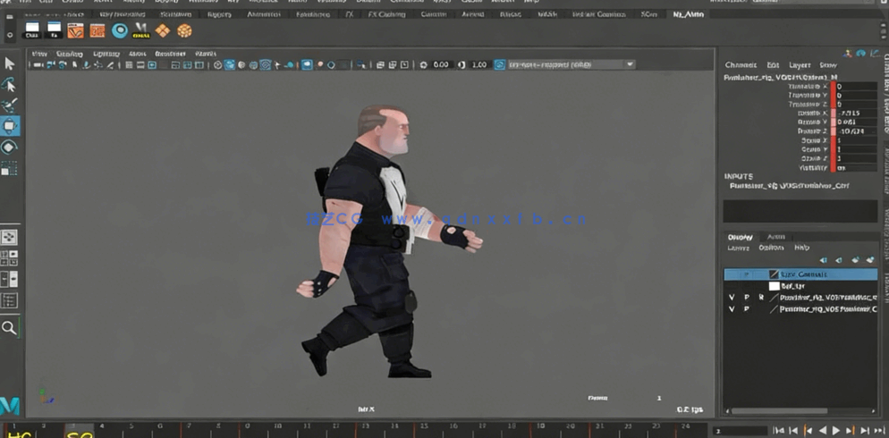 Maya角色周期循环行走动画实例制作视频课程(图4)