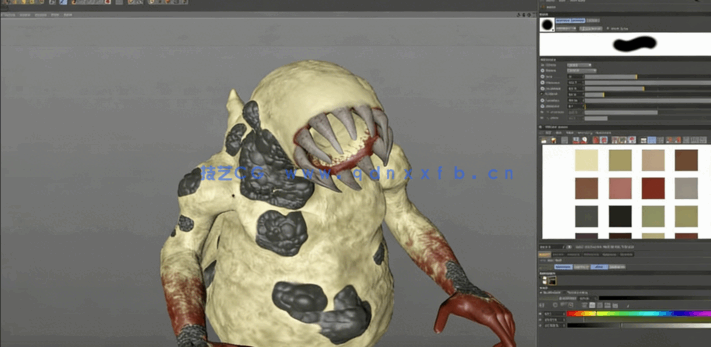  C4D恐怖科幻蠕虫生物实例制作视频教程(图4)