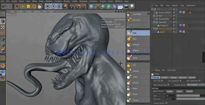  C4D雕刻毒液的教程(图1)
