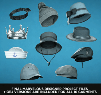 Marvelous Designer真实帽子头饰硬质织物实例制作视频教程(图4)