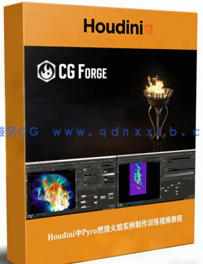 Houdini中Pyro燃烧火焰实例制作训练视频教程(图1)