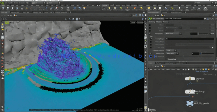 Houdini逼真水流飞溅模拟技术实例训练视频教程(图4)