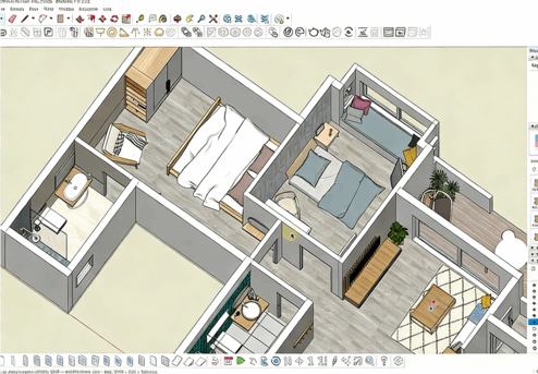 Sketchup与Vray 3D平面渲染图大师级视频教程(图6) Sketchup与Vray 3D平面渲染图大师级视频教程(图6)