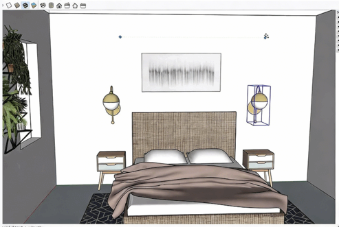 Sketchup卧室建模室内设计实例制作训练视频教程(图5)