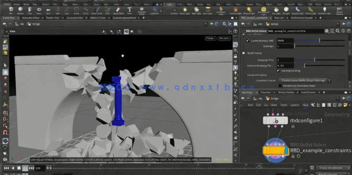 Houdini中Destruction粉碎破裂特效制作视频教程第二季(图2)