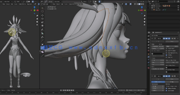 Blender《英雄联盟》万花通灵妮蔻角色完整制作流程视频教程(图4)