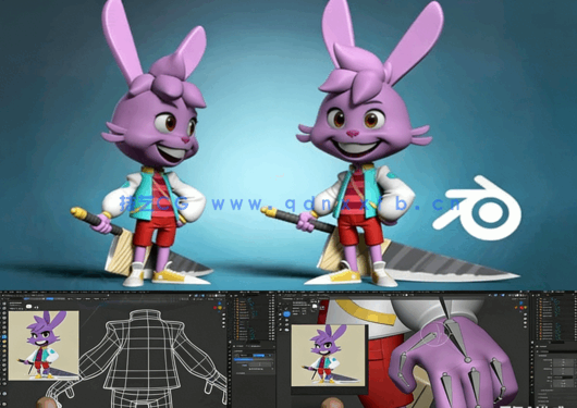 Blender卡通兔子厨师角色完整实例制作视频教程(图5)