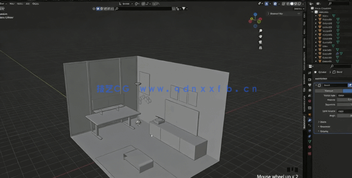 Blender 3D房间场景实践制作工作流程视频教程(图2)