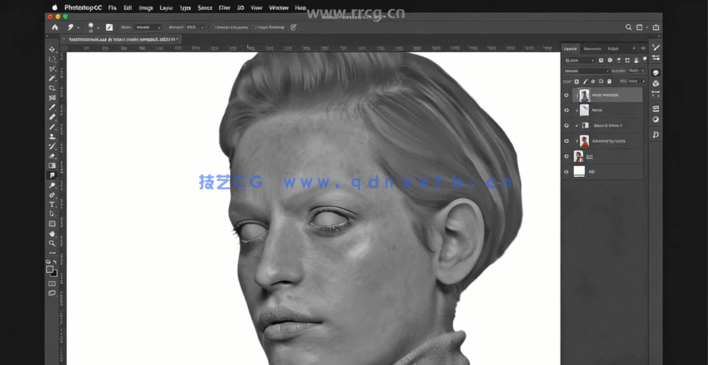 PS照片变石膏雕塑艺术特效实例制作频教程(图4)