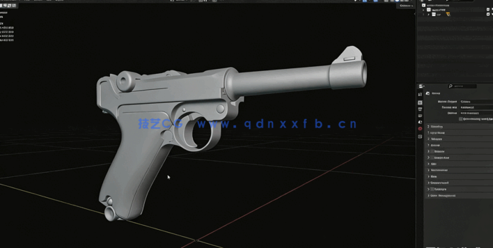 Blender游戏武器硬表面建模实例训练视频教程(图4)