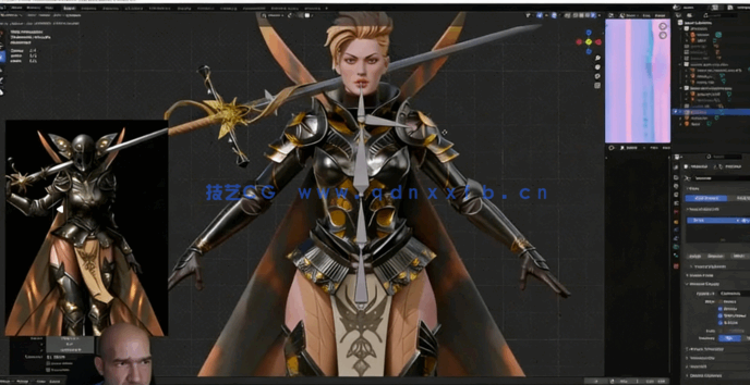 Blender女剑士游戏角色制作完整全流程视频教程(图3)