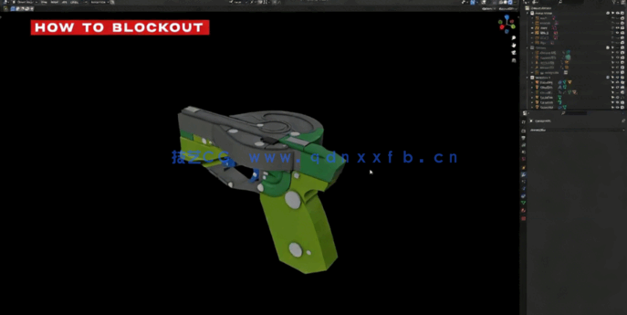 Blender科幻游戏手枪硬表面建模视频教程(图4)