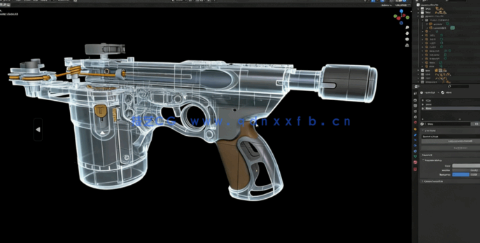 Blender科幻游戏手枪硬表面建模视频教程(图5)
