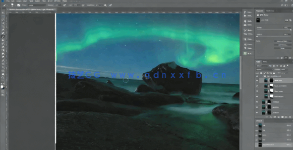 PS逼真北极光效果场景图像后期处理视频教程(图2)