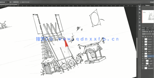 PS初学者建筑素描线稿绘制工作流程视频教程(图1)