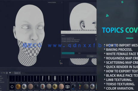 Substance Painter逼真人物角色皮肤纹理制作流程视频教程(图1)