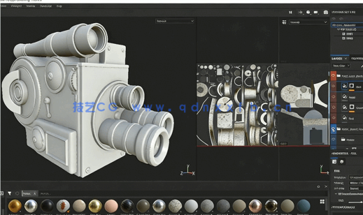 Substance Painter逼真老式相机材质纹理实例制作视频教程(图6)