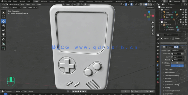 Blender游戏掌机GameBoy建模实例制作视频教程(图5)