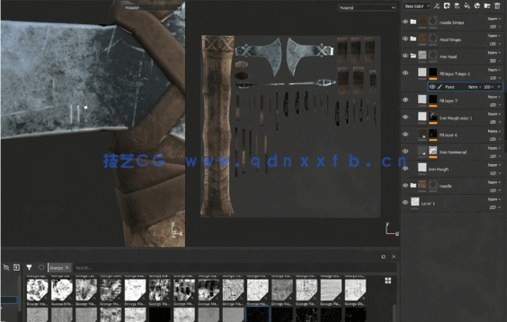 Substance Painter武器道具纹理绘制流程视频教程(图1)