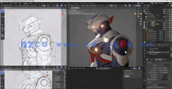 Blender 3D动漫风格机甲机器人制作工作流视频教程(图4)