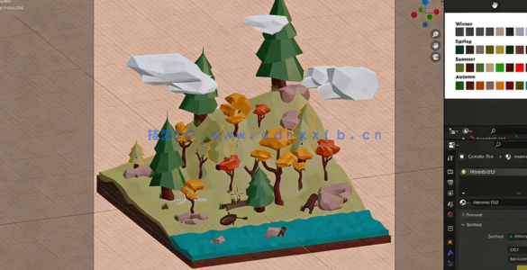 Blender低多边形森林植物模型实例制作视频教程(图3)