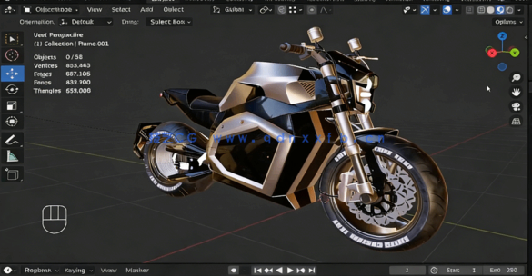 Blender未来派逼真摩托车建模制作视频教程(图5)