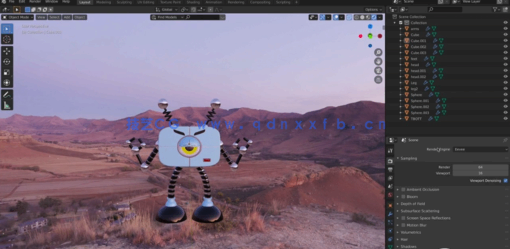 Blender超萌机器人角色建模制作视频教程(图5)