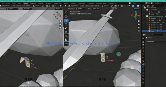Blender游戏幻想刀剑武器低多边形模型完整制作视频教程(图2) Blender游戏幻想刀剑武器低多边形模型完整制作视频教程(图2)