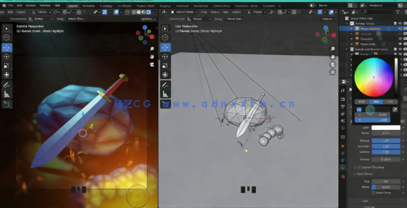 Blender游戏幻想刀剑武器低多边形模型完整制作视频教程(图3) Blender游戏幻想刀剑武器低多边形模型完整制作视频教程(图3)
