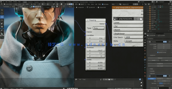 Blender赛博朋克风格女孩建模工作流视频教程(图5)