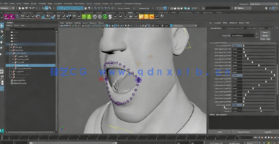 Maya中Python角色嘴唇下巴绑定动画训练频教程(图5)