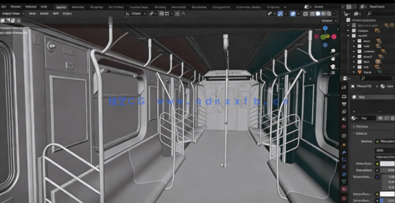 Blender地铁内部环境场景建模制作流程视频教程(图6)
