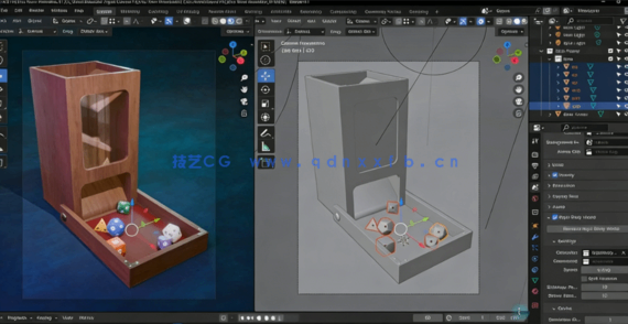 Blender 3D木制骰子滚动物理动画制作视频教程(图6)