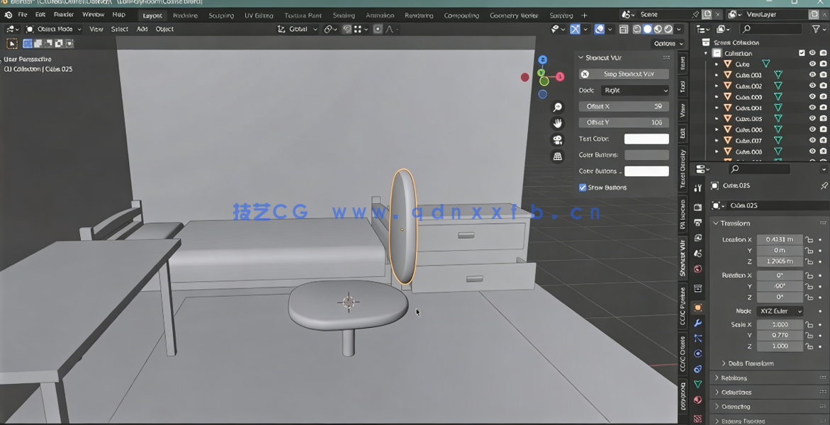 Blender 3.3中低多边形室内建模设计技术视频教程(图5)