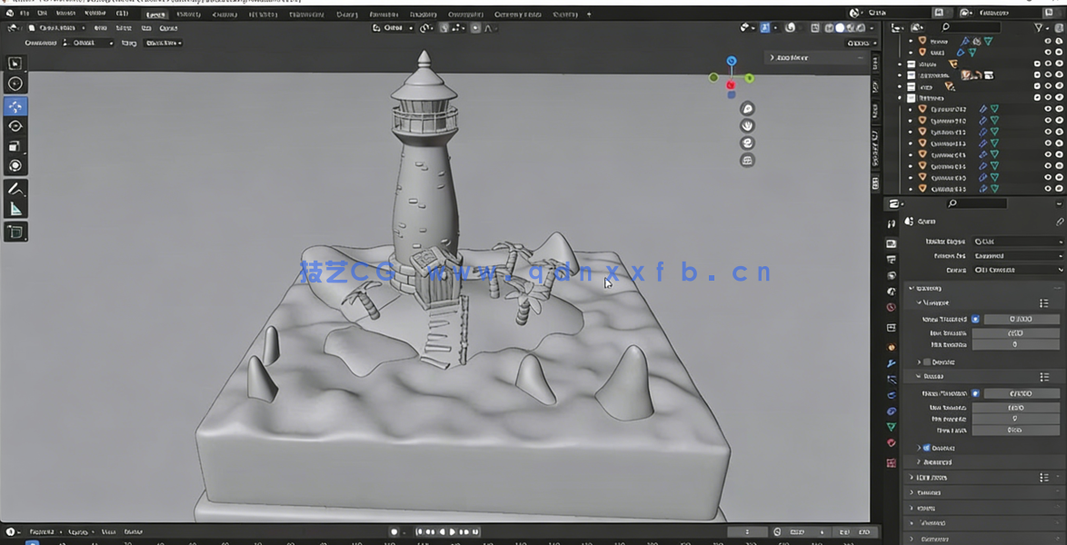 Blender灯塔场景风格化建模实例制作视频教程(图5)