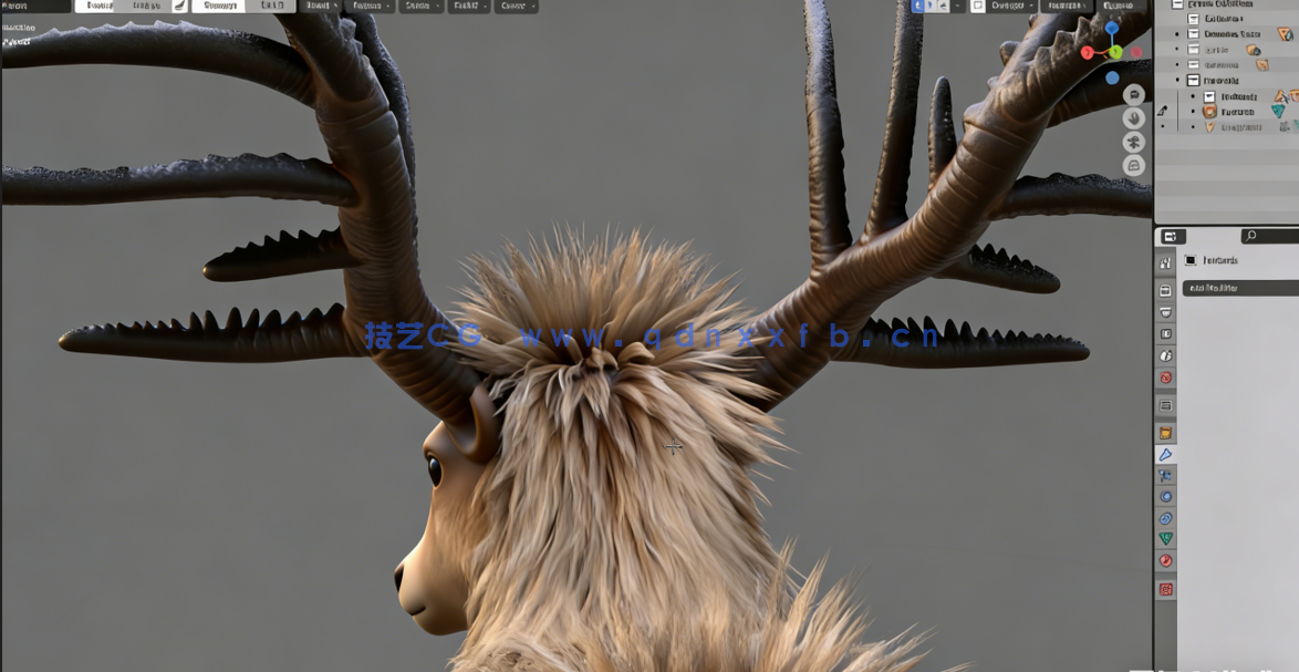 Blender麋鹿动物毛发实时制作视频教程(图2)