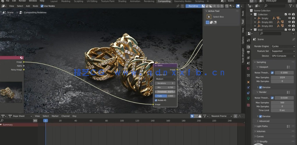 Blender精美珠宝从建模到渲染效果图制作视频教程 (图2)