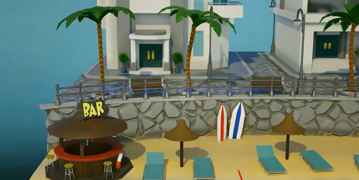 Blender热带酒店度假村场景完整制作流程视频教程(图4)