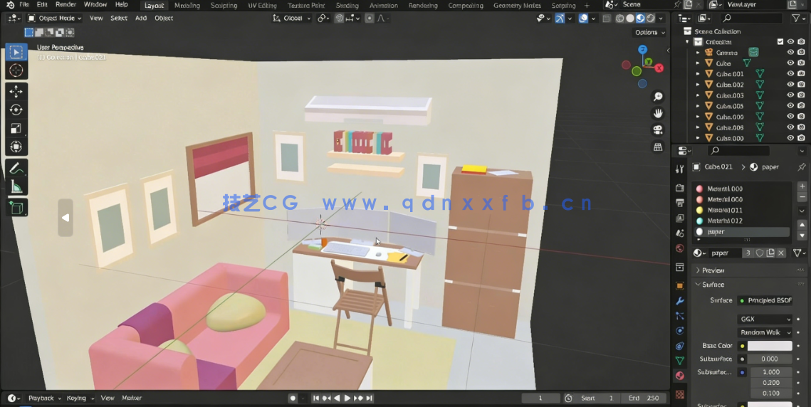 Blender卧室房间室内多功能空间设计视频教程(图5)