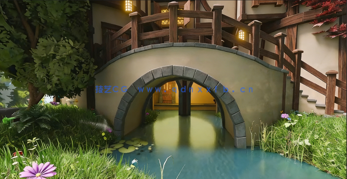 Blender 4复古迷你城堡池塘石桥完整制作流程视频教程(图3)