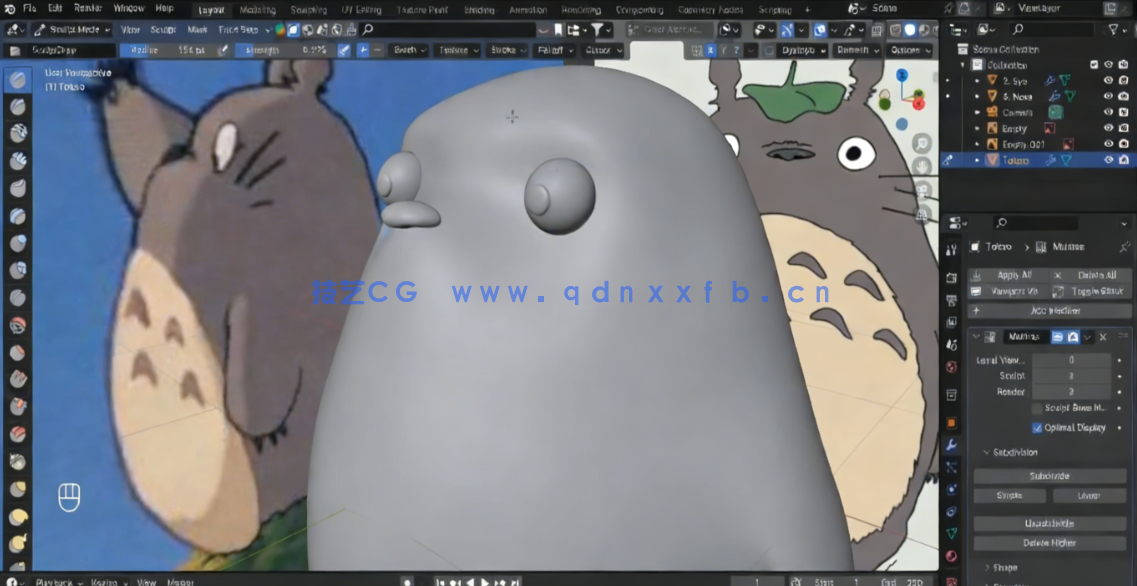 Blender 4吉卜力龙猫动漫角色制作流程视频教程(图6)