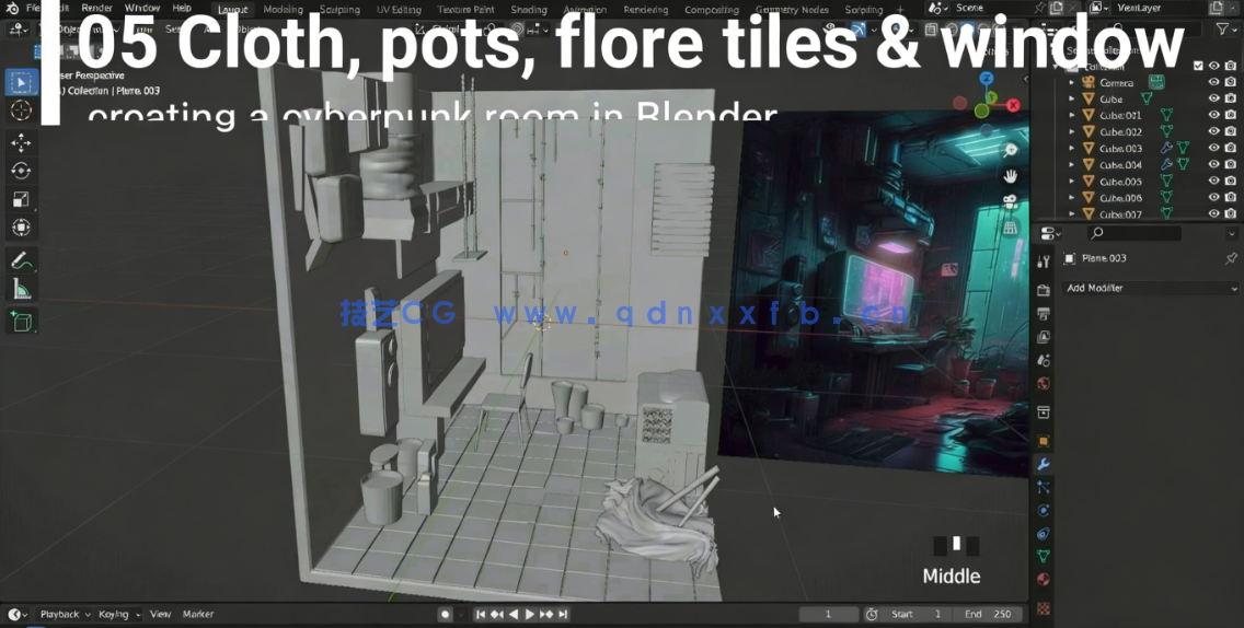  Blender日本街边小巷环境场景制作流程视频教程(图5)
