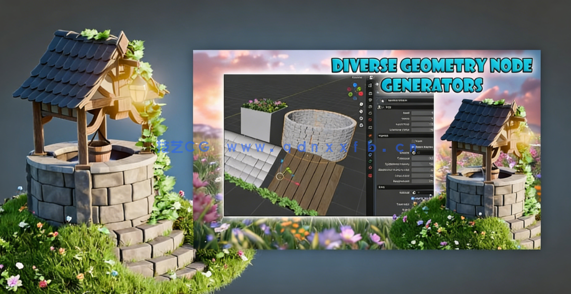 Blender 4几何节点风格化三维环境场景制作流程视频教程(图5)