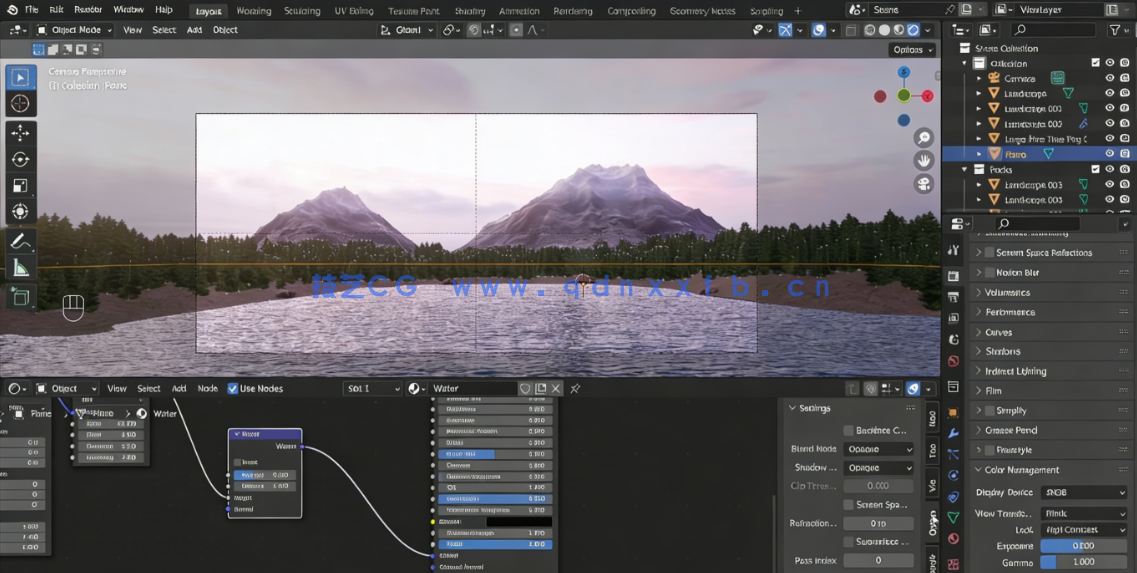 Blender逼真高楼湖景景观雕刻制作流程视频教程(图3)