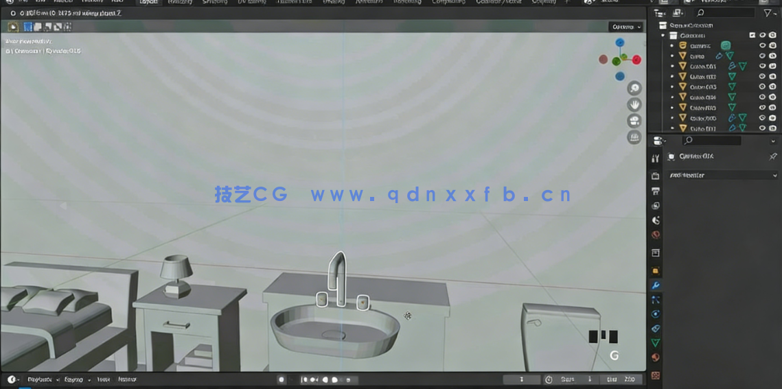 Blender卧室浴室室内建模设计视频教程(图6)
